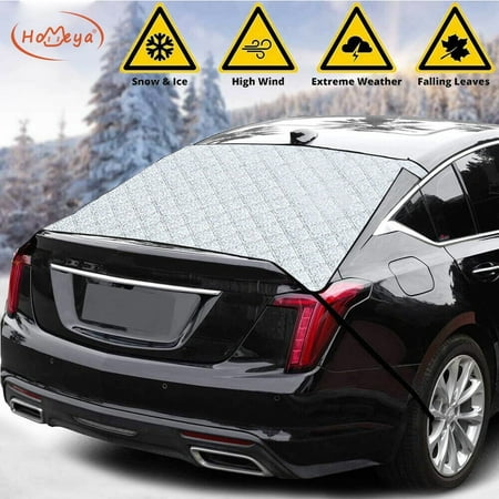 Windshield Snow Cover Magnetic Car Shade Ice Frost Removal Protector With Windproof Straps Winter Summer Universal Fit (Rear Cover)