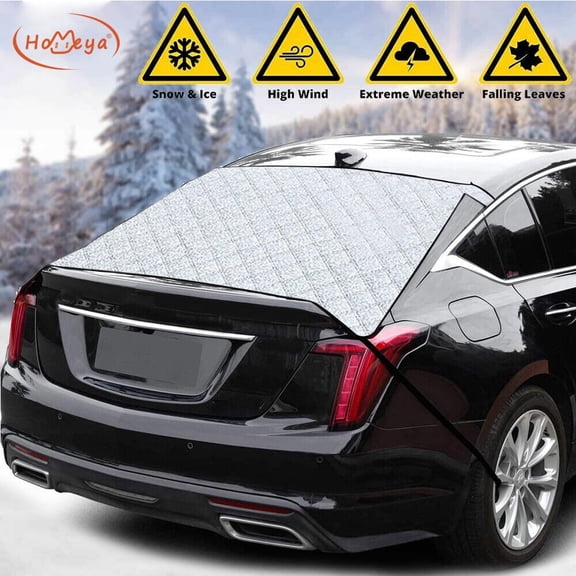 Windshield Snow Cover Magnetic Car Shade Ice Frost Removal Protector With Windproof Straps Winter Summer Universal Fit (Rear Cover)