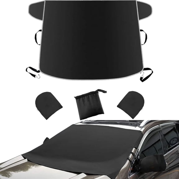 VFM Windshield Snow Cover for Cars, Trucks, Vans - Waterproof, Windproof Winter Frost and Ice Removal Sunshade With Side Mirror Covers