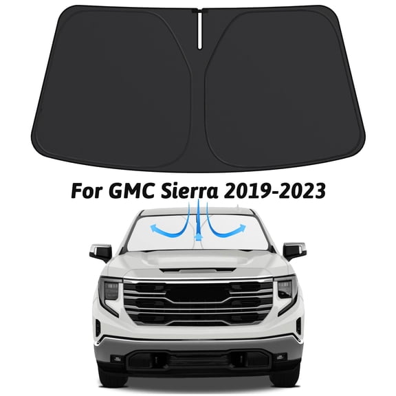 Windshield Sun Shade 2026 Upgrade Front Car Shades, Foldable Sun Shade Protector Fit for 2019-2020 2021 2022 2023 GMC Sierra