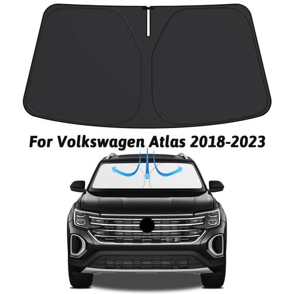 Windshield Sun Shade 2026 Upgrade Front Car Shades, Foldable Sun Shade Protector Fit for 2018-2020 2021 2022 2023 Volkswagen Atlas
