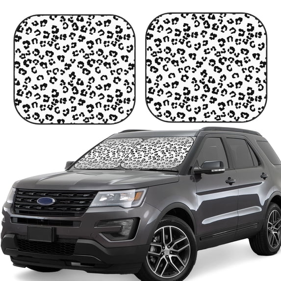 Windshield Sun Shade, African Leopard Style Foldable Car Sun Shade Windshield For Front, 2 Pieces