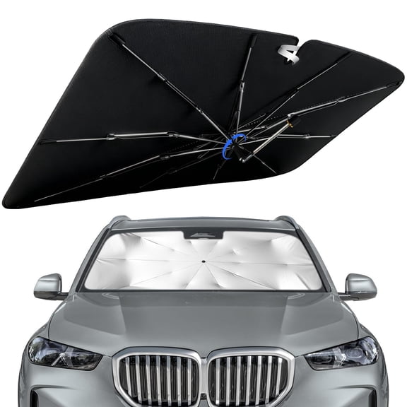 Windshield Sun Shade for BMW X5 2014-2026 with 360° Rotating Shaft, Custom Fit Umbrella Sunshade for UV Blocking, Interior Heat Protection, Easy Storage