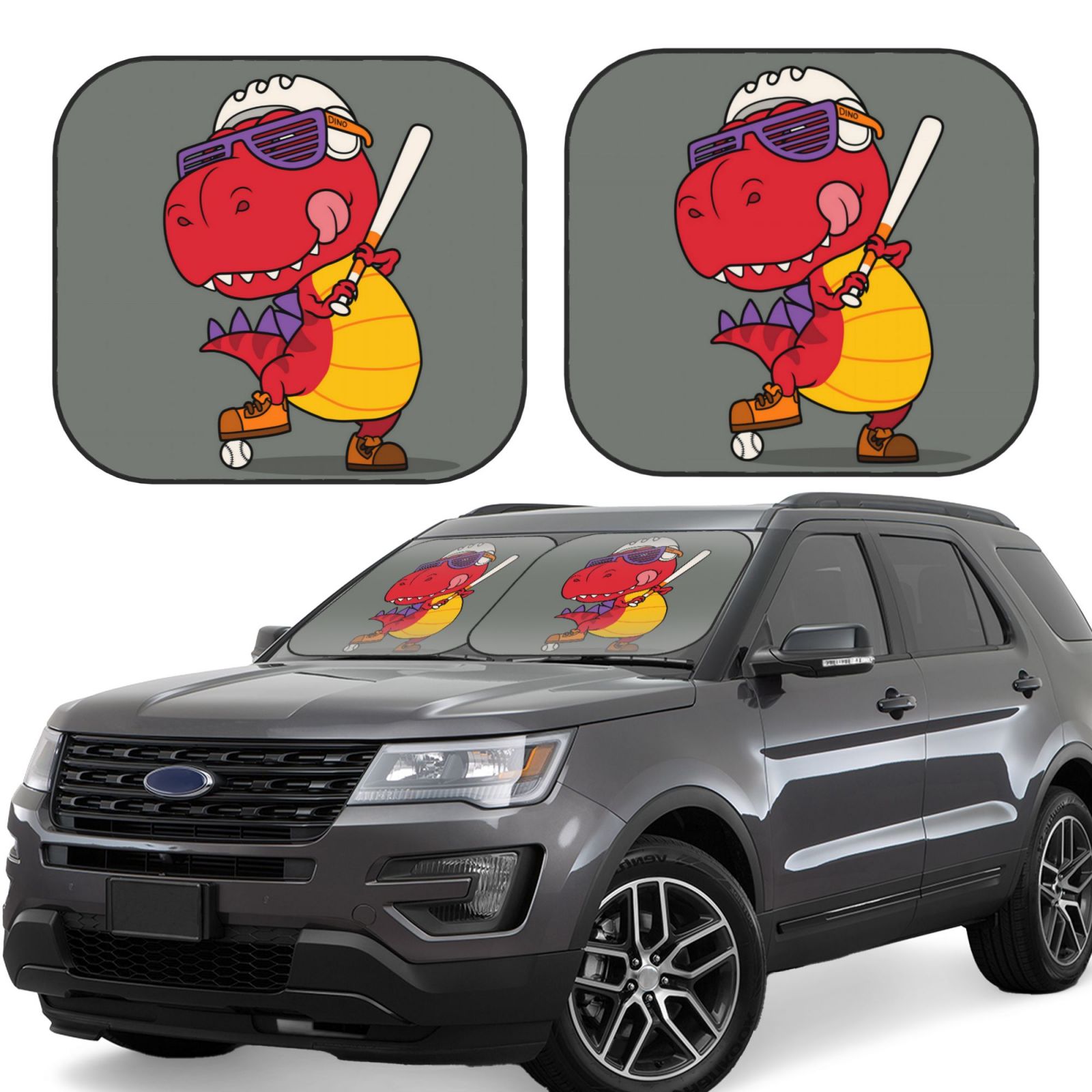 Baseball Pattern Print Car Sun Shade