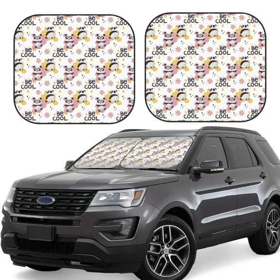Windshield Sun Shade, Be Cool Panda Foldable Car Sun Shade Windshield For Front, 2 Pieces