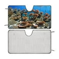 thumbnail image 1 of Windshield Sun Shade -Beach Design Foldable Car Front Window Sunshade for Cars SUV Truck Heat Blocker Visor Protector Blocks Max UV Rays and Keeps Your Vehicle Cool 51"x28", 1 of 7