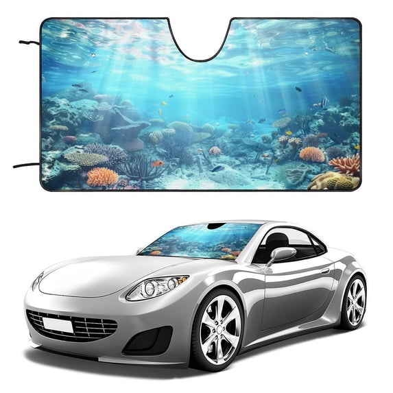 Windshield Sun Shade, Beautiful Print Design Foldable Car Shades for Front Windows Protect The Vehicle from High Temperature Damage and UV Reflection