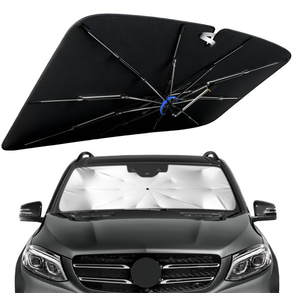 Windshield Sun Shade for Benz GLE-Class 2012-2019 with 360° Rotating Shaft, Custom Fit Umbrella Sunshade for UV Blocking, Interior Heat Protection, Easy Storage