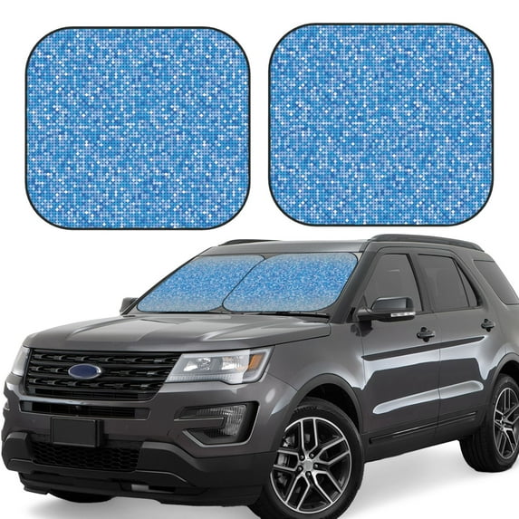 Windshield Sun Shade, Blue Glitter Lightning C Foldable Car Sun Shade Windshield For Front, 2 Pieces