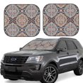 thumbnail image 1 of Windshield Sun Shade, Boho Mandala Pattern Foldable Car Sun Shade Windshield For Front, 2 Pieces, 1 of 4