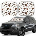thumbnail image 1 of Windshield Sun Shade, Brown Coffee Bean Print White Foldable Car Sun Shade Windshield For Front, 2 Pieces, 1 of 4