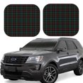 thumbnail image 1 of Windshield Sun Shade, Buffalo Plaid Dark Green Foldable Car Sun Shade Windshield For Front, 2 Pieces, 1 of 4