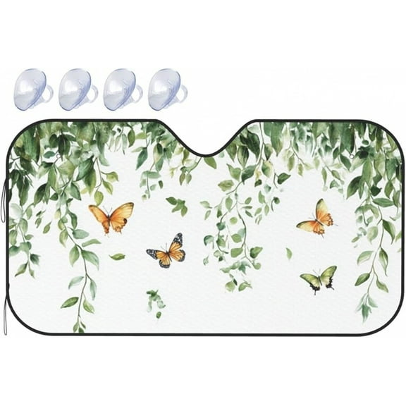Windshield Sun Shade Butterfly Magic Flower Car Front Window Sunshade Cover for Truck SUV Blocks UV Rays Automotive Visor Interior Protector 51 x 27.5 inch
