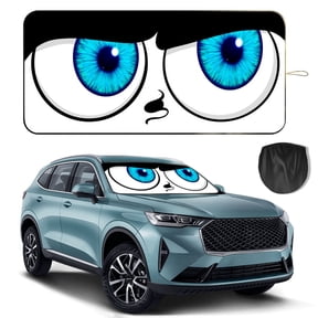 Windshield Sun Shade for Car, 63"x28.5" Universal Fit Front Window Sunshade with Double Steel Ring Frame, UV Protection Windshield Cover with Storage Pouch
