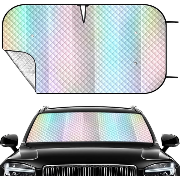 Windshield Sun Shade Car Sun Shade, Folding Car Shades for Front Windows, Blocks UV Rays Sun Visor Protector for Truck SUV Van, Keeps Vehicle Cool - Silver (55" x 29.5")