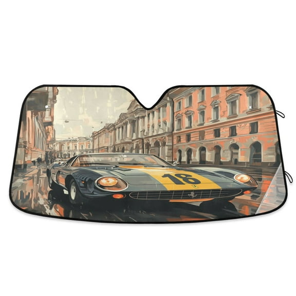 Windshield Sun Shade for Cars, 55"x27.6" Foldable Car Sun Shade with Aluminum Foil Bubble Heat Insulation, UV Protection for Sedan/SUV/Truck,A Cool Car