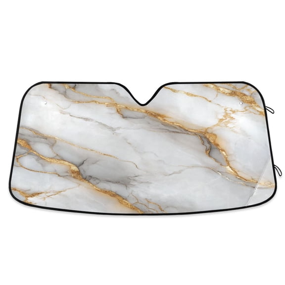 Windshield Sun Shade for Cars, 55"x27.6" Foldable Car Sun Shade with Aluminum Foil Bubble Heat Insulation, UV Protection for Sedan/SUV/Truck,A Marble Texture