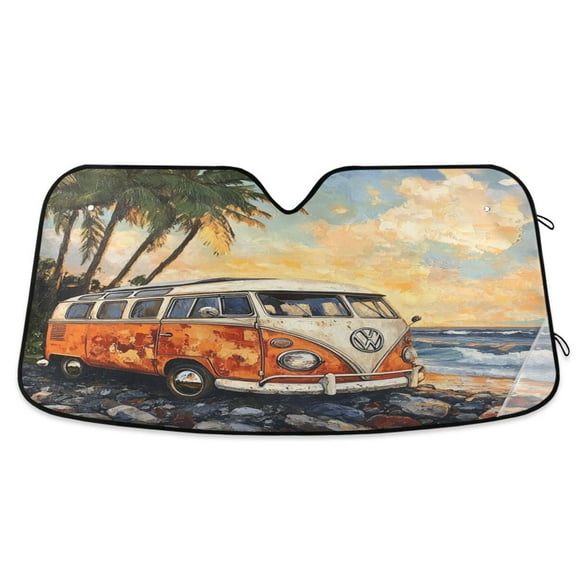 Windshield Sun Shade for Cars, 55"x27.6" Foldable Car Sun Shade with Aluminum Foil Bubble Heat Insulation, UV Protection for Sedan/SUV/Truck,A Orange Car