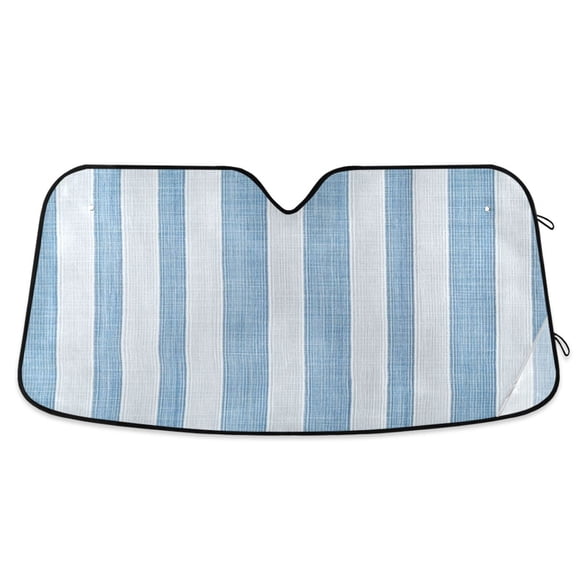 Windshield Sun Shade for Cars, 55"x27.6" Foldable Car Sun Shade with Aluminum Foil Bubble Heat Insulation, UV Protection for Sedan/SUV/Truck,Blue and White Stripes