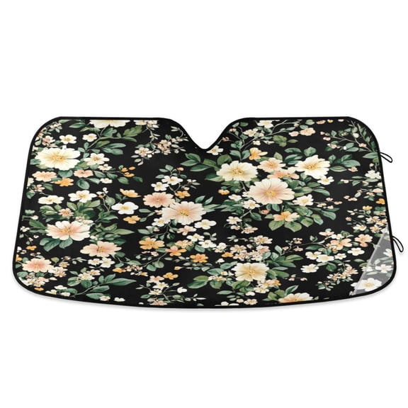 Windshield Sun Shade for Cars, 55"x27.6" Foldable Car Sun Shade with Aluminum Foil Bubble Heat Insulation, UV Protection for Sedan/SUV/Truck,Floral Pattern