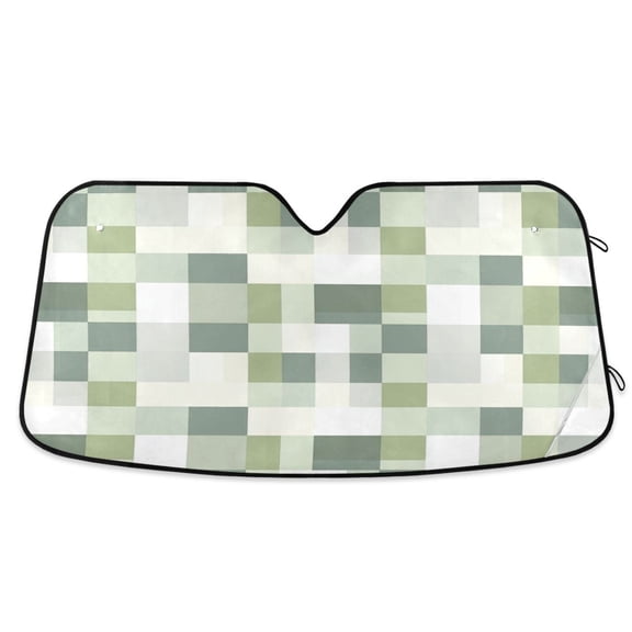 Windshield Sun Shade for Cars, 55"x27.6" Foldable Car Sun Shade with Aluminum Foil Bubble Heat Insulation, UV Protection for Sedan/SUV/Truck,Gingham Pattern