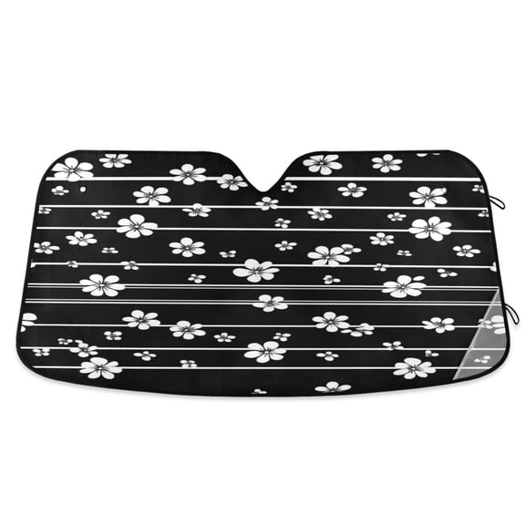 Windshield Sun Shade for Cars, 55"x27.6" Foldable Car Sun Shade with Aluminum Foil Bubble Heat Insulation, UV Protection for Sedan/SUV/Truck,Horizontal Stripes