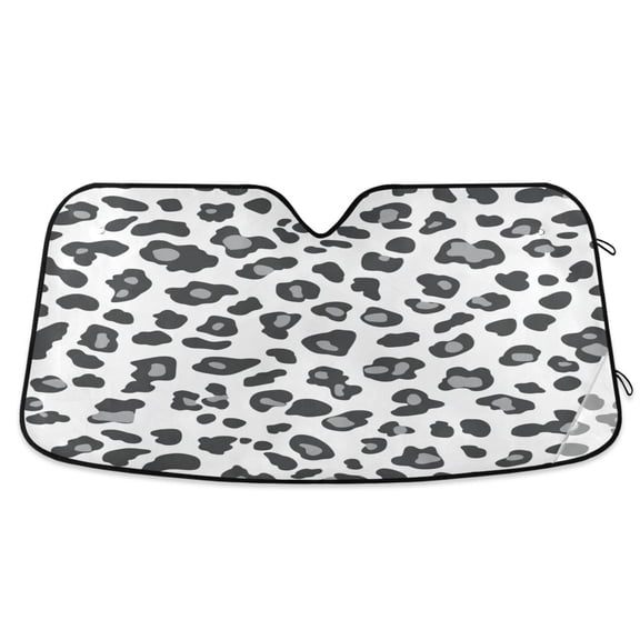 Windshield Sun Shade for Cars, 55"x27.6" Foldable Car Sun Shade with Aluminum Foil Bubble Heat Insulation, UV Protection for Sedan/SUV/Truck,Leopard Print Pattern