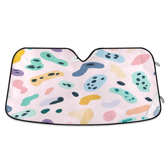 Windshield Sun Shade for Cars, 55"x27.6" Foldable Car Sun Shade with Aluminum Foil Bubble Heat Insulation, UV Protection for Sedan/SUV/Truck,Many Colorful Leopard Spots