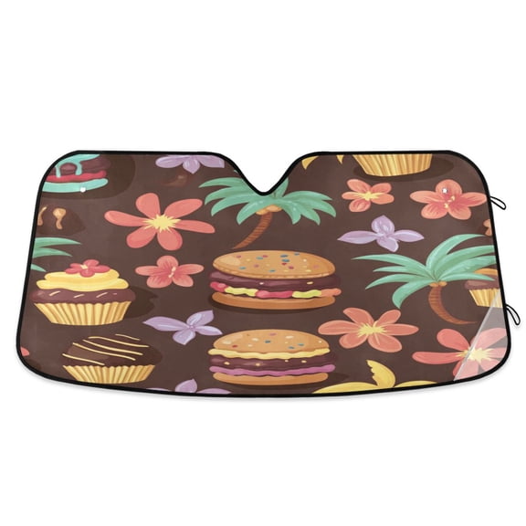 Windshield Sun Shade for Cars, 55"x27.6" Foldable Car Sun Shade with Aluminum Foil Bubble Heat Insulation, UV Protection for Sedan/SUV/Truck,Many Cookies