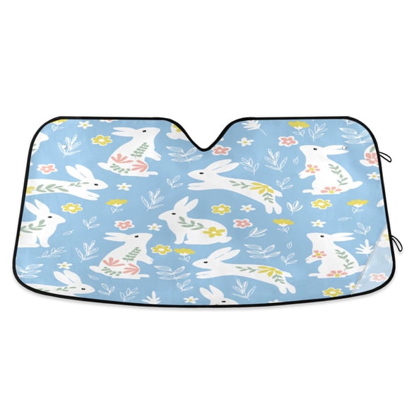 Windshield Sun Shade for Cars, 55"x27.6" Foldable Car Sun Shade with Aluminum Foil Bubble Heat Insulation, UV Protection for Sedan/SUV/Truck,Many Rabbit