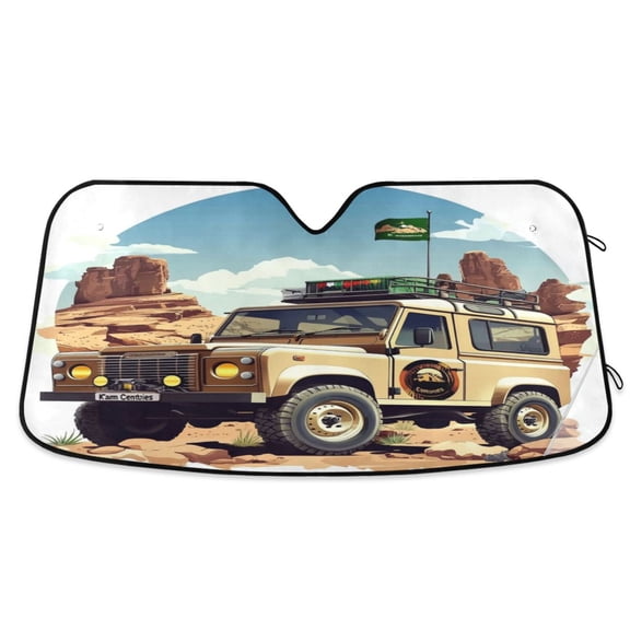 Windshield Sun Shade for Cars, 55"x27.6" Foldable Car Sun Shade with Aluminum Foil Bubble Heat Insulation, UV Protection for Sedan/SUV/Truck,Military Vehicle