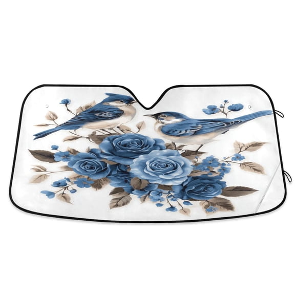 Windshield Sun Shade for Cars, 55"x27.6" Foldable Car Sun Shade with Aluminum Foil Bubble Heat Insulation, UV Protection for Sedan/SUV/Truck,Mountains