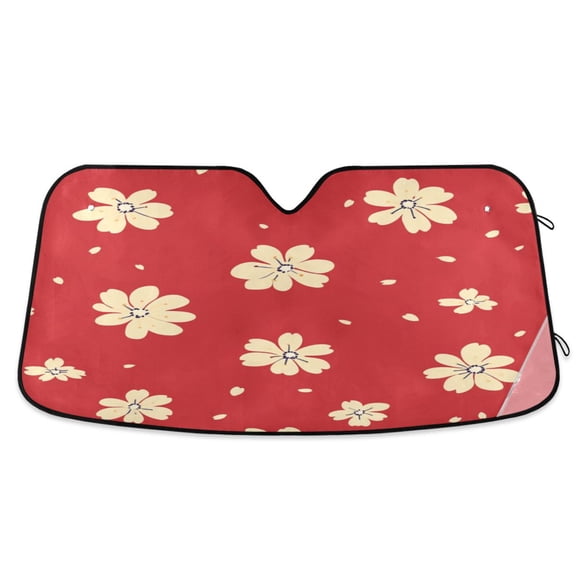 Windshield Sun Shade for Cars, 55"x27.6" Foldable Car Sun Shade with Aluminum Foil Bubble Heat Insulation, UV Protection for Sedan/SUV/Truck,Small Flower Stickers