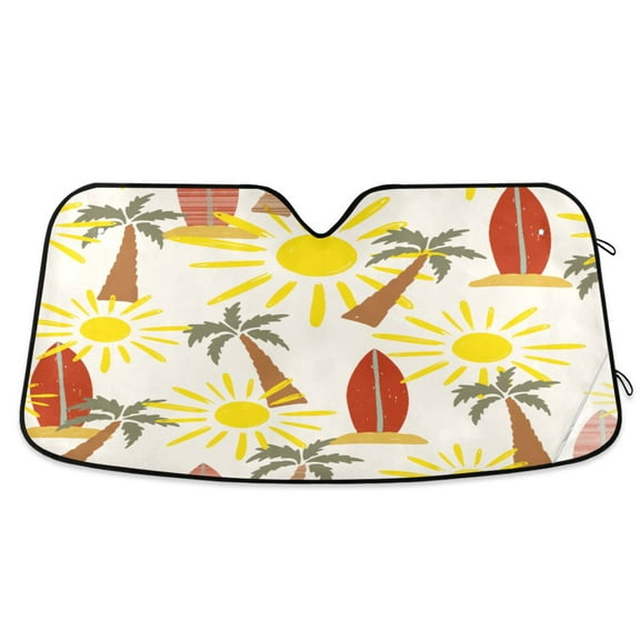 Windshield Sun Shade for Cars, 55"x27.6" Foldable Car Sun Shade with Aluminum Foil Bubble Heat Insulation, UV Protection for Sedan/SUV/Truck,Trees and Sun