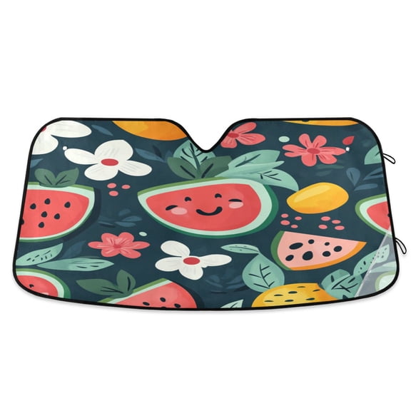 Windshield Sun Shade for Cars, 55"x27.6" Foldable Car Sun Shade with Aluminum Foil Bubble Heat Insulation, UV Protection for Sedan/SUV/Truck,Watermelon