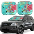 Windshield Sun Shade, Cartoon Map Of Europe 2Piece Foldable car