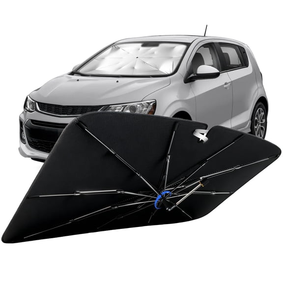 Windshield Sun Shade for Chevrolet Sonic 2012-2020 with 360° Rotating Shaft, Custom Fit Umbrella Sunshade for UV Blocking, Interior Heat Protection, Easy Storage