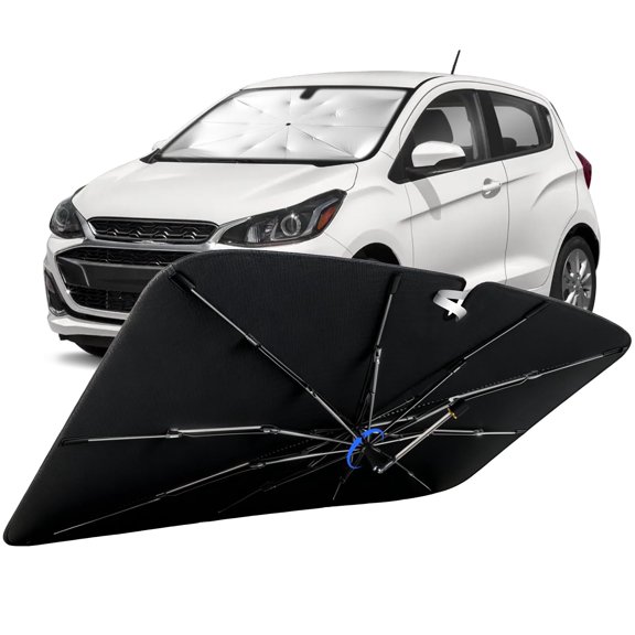 Windshield Sun Shade for Chevrolet Spark 2013-2022 with 360° Rotating Shaft, Custom Fit Umbrella Sunshade for UV Blocking, Interior Heat Protection, Easy Storage