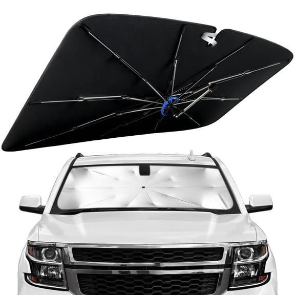 Windshield Sun Shade for Chevrolet Tahoe 2015-2020 with 360° Rotating Shaft, Custom Fit Umbrella Sunshade for UV Blocking, Interior Heat Protection, Easy Storage