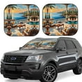 thumbnail image 1 of Windshield Sun Shade, Coastal Style Garden Villa Foldable Car Sun Shade Windshield for Front, 2 Pieces, 1 of 7