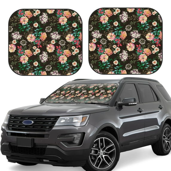 Windshield Sun Shade, Colorful Carnations Flowers Foldable Car Sun Shade Windshield For Front, 2 Pieces