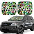 Windshield Sun Shade, Colorful Tie Dye Stained Glass 2Piece Foldable