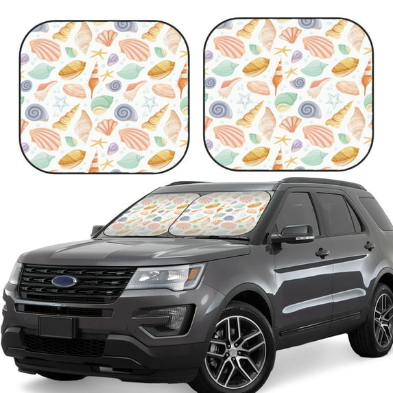 Windshield Sun Shade, Conch Shells Print No.9054 Foldable Car Sun Shade Windshield For Front, 2 Pieces