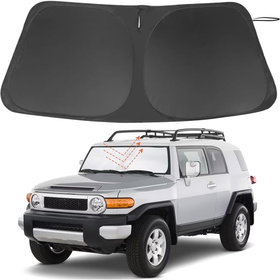 Windshield Sun Shade Custom Fit for 2007-2014 Toyota FJ Cruiser Sport Utility Accessories Foldable Sunshade Sun Blocker Protect Car from Sun Rays & Heat Damage Keep Car Cooler