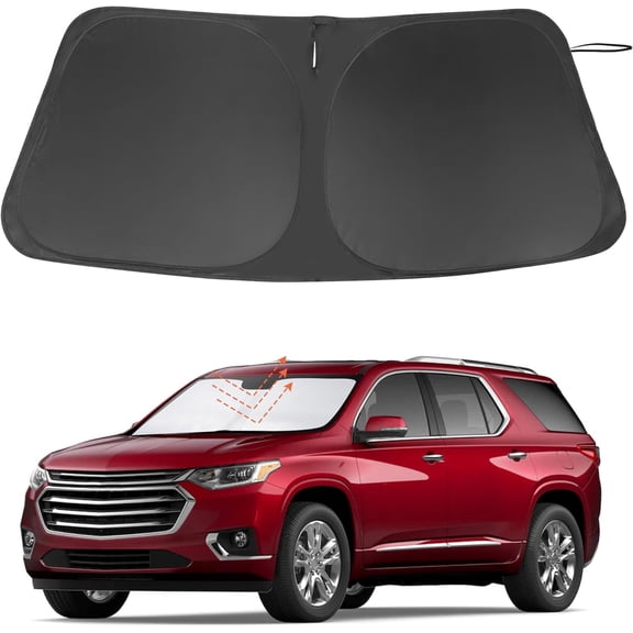 Windshield Sun Shade Custom Fit for 2018-2023 Chevrolet/Chevy Traverse Accessories Foldable Sunshade Sun Blocker Protect Car from Sun Rays & Heat Damage Keep Car Cooler
