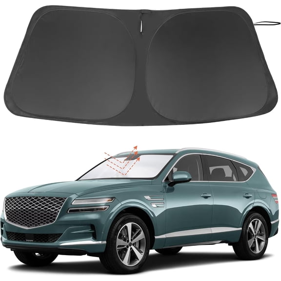 Windshield Sun Shade Custom Fit for 2021 2022 2023 2024 2025 2026 Genesis GV80 Accessories Foldable Sunshade Sun Blocker Protect Car from Sun Rays & Heat Damage Keep Car Cooler