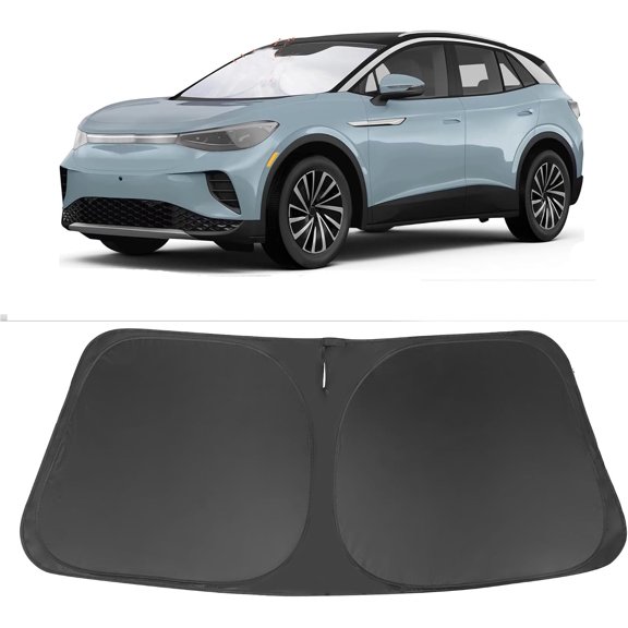Windshield Sun Shade Custom Fit for 2021 2022 2023 2024 2025 2026 Volkswagen VW ID.4 Accessories Foldable Sunshade Sun Blocker Protect Car from Sun Rays & Heat Damage Keep Car Cooler