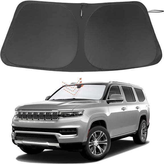 Windshield Sun Shade Custom Fit for 2022 2023 2024 2025 2026 Jeep Wagoneer (NOT for Grand Wagoneer) Accessories Foldable Sunshade Sun Blocker Protect Car from Sun Rays & Heat Damage Keep Car Cooler