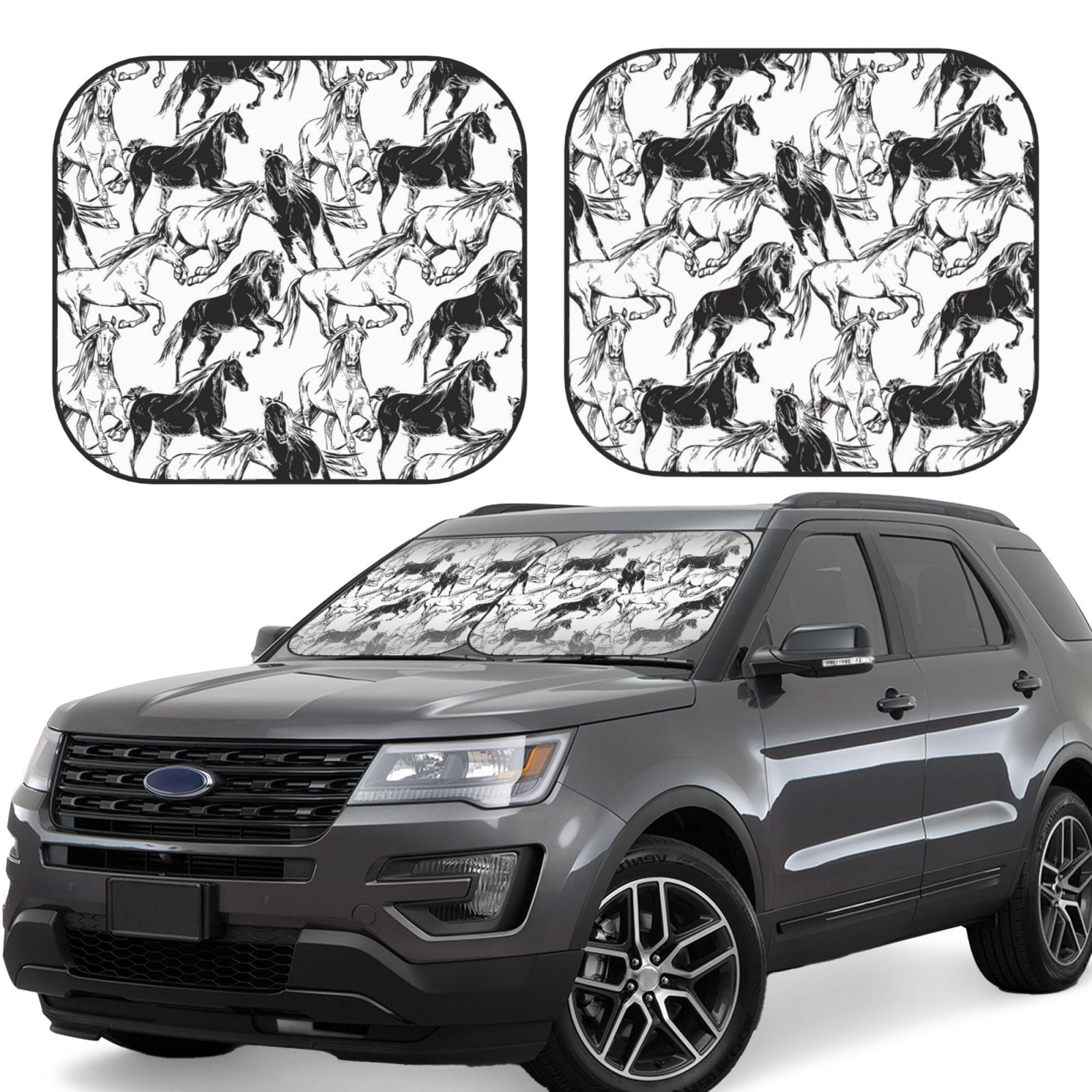 Horse Pattern Print Car Sun Shade