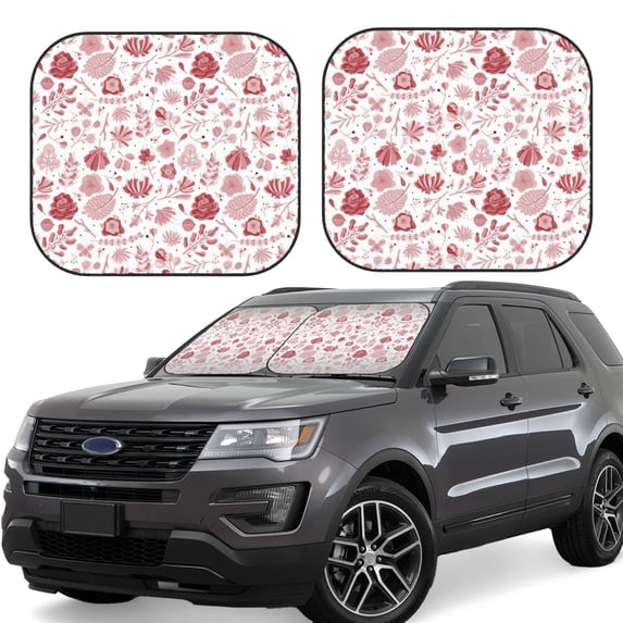 Windshield Sun Shade, Flower Leaves E Foldable Car Sun Shade Windshield For Front, 2 Pieces